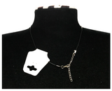 Minimalist Floral Design Necklace with Acrylic White Pearl Beads, Black Cord, Lobster Claw with Extension Chain