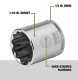 DeWALT DWMT86474OSP Chrome SAE 12-Point Standard Socket 1/2" Drive 1-1/4" Length
