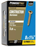 Hillman 48578 Power Pro Premium Interior Wood Screws #8 x 1-1/4 in. - 1 lb. Box