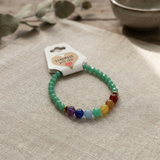 7 Chakra Green Faceted Crystal Beaded Gemstone Bracelet Handmade Rainbow Natural Stone Healing Jewelry Yoga Lover Gift Boho Style