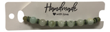 Handmade Greenish-Gray Jade-Style Beaded Bracelet with Brown & Cream Disc Spacers – Boho Jewelry Gift