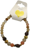Handmade Natural Gemstone Beaded Bracelet with Gold Accents Warm Earth Tone Jewelry Boho Style One Size