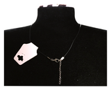 Elegant Flower Design Necklace with Acrylic White Pearl Beads, Black Cord, Lobster Claw with Extension Chain