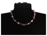 Handcrafted Rustic Mixed Bead Necklace with Natural Stones, Metal-Plated Clasp w/ Extension Chain