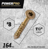 Hillman 116826 Power Pro One Bronze Multi-Material Screws #8 x 1-1/2", 164-Pack