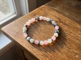 Handmade Pastel Gemstone Beaded Bracelet – Boho Minimalist Stretch Jewelry