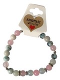 Handmade Pastel Gemstone Beaded Bracelet – Boho Minimalist Stretch Jewelry