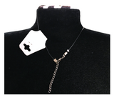 Handcrafted Flower-Butterfly Design Necklace with Acrylic White Pearl Beads, Black Cord, Lobster Claw with Extension Chain