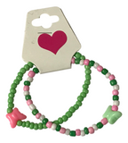 Butterfly Charm Beaded Bracelet Set, Pink Green White Cute Stretch Y2K Aesthetic Jewelry, Kawaii Friendship Bracelet Gift