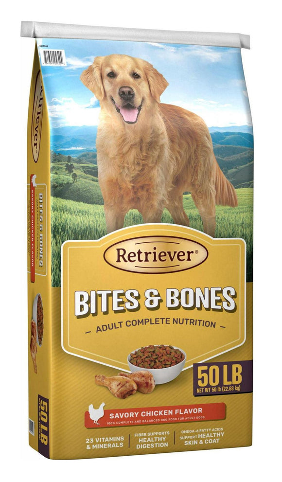 Retriever 7217 Bites & Bones Adult Savory Chicken Flavor Dry Dog Food - 50lb Bag