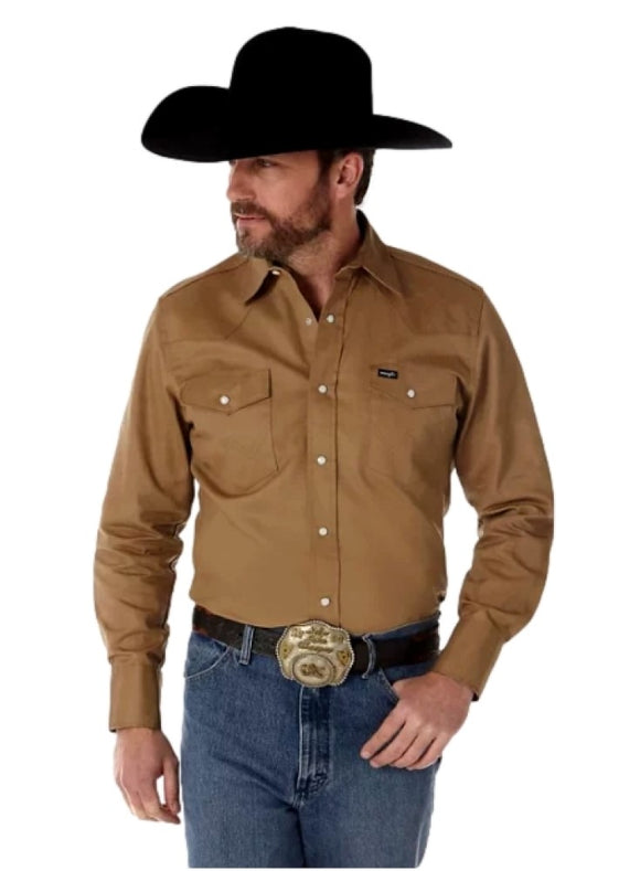 Wrangler MS715RH - Men's Cowboy Cut Western Firm Finish Work Shirt, Rawhide, XL