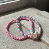 Mickey Inspired Beaded Bracelet Set, Kawaii Pastel Jewelry, Friendship Bracelet Gift for Girls
