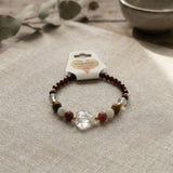 Handmade Gemstone Romantic Beaded Heart Bracelet Crystal Jewelry Red and Clear Boho Style Minimalist