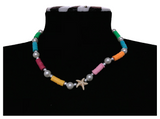 Handcrafted Summer Beach Pearl-like Necklace, Metal-Plated Clasp w/ Extension Chain