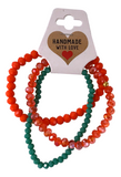Handmade Bright Orange, Dark Teal, Sparkling Orange Beaded Bracelet, Summery Stackable Jewelry