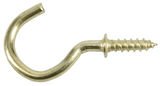 Hardware Essentials 851853  1 in. Cup Hooks, Brass, 3 lb. WT. Capacity, 2-Pk
