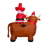 Gemmy 887733 6.5 ft. Airblown Cowboy Santa On A Bull