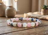 Handmade Pastel Gemstone Beaded Bracelet – Boho Minimalist Stretch Jewelry