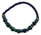 Handmade Beaded Bracelet – Blue & Green Beads with Matching Disc Spacers