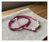 Handmade Pink Duo Beaded Bracelet, Teen Jewelry, Novelty Bracelet, Boho-chic