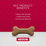 Blue Buffalo Bones Natural Crunchy Dog Treats, Medium Dog Biscuits, Beef 16 oz.