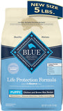 Blue Buffalo 803947 Puppy Chicken and Brown Rice Recipe Dry Dog Food - 5lb Bag