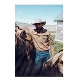 Wrangler MS721SL Men's Cowboy Cut Western Firm Finish Work Shirt, Rawhide, Large