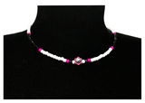 Handcrafted Petal Duality Beaded Necklace, Metal-Plated Clasp w/ Extension Chain