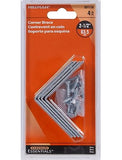 Hillman Hardware Essentials 851118 Corner Braces Steel Zinc 2-1/2" x 5/8" 4 Pack