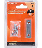 Hardware Essentials 851676 Mending Plates Steel Zinc 2" x 1/2", 4-Pack