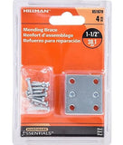 Hardware Essentials 851679 Steel Mending Brace Zinc 1-1/2" x 1-3/8", 4-Pack
