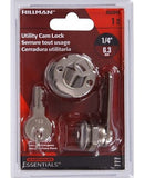 Hillman Hardware Essentials 852043 Utility Cam Door Lock 1/4" Chrome Keyed Alike
