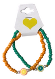 Handmade Orange and Teal Green Beaded Bracelets with Citrus Fruit Slice Charm. Teen Jewelry, Novelty Bracelet