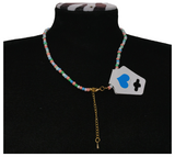 Handcrafted Seaside Starfish Beaded Necklace, Metal-Plated Clasp w/ Extension Chain