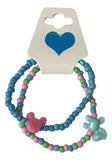 Handmade Beaded Bracelet Set (2 pcs) – Pink, Green & Blue Pastel Beads with Mickey Icon Head Accent, Fun Friendship Gift for Kids/Teens