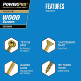 Hillman 48614 Power Pro Premium Exterior Wood Screws #10 x 3-1/2", 5lb, 280-Pcs