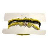 Handmade Yellow Black Beaded Bracelet Set, Starfish Charm, Boho Ocean Jewelry