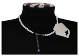 Handcrafted Lavender Bloom Beaded Necklace, Metal-Plated Clasp w/ Extension Chain