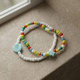 Colorful Beaded Bracelet Set, Shell Star Charm Bracelet, Cute Summer Beach Jewelry, Friendship Bracelet Gift for Her