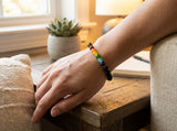 Black Onyx Healing Crystal 7 Chakra Rainbow Handmade Bracelet Artisan Jewelry Spiritual Yoga Gift Minimalist Boho Style