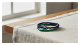 Handmade Indigo and Emerald Green Beaded Bracelets with Candy-like Charm, Teen Jewelry, Novelty Bracelet, Boho-chic
