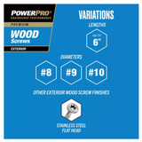 Hillman 48597 Power Pro Premium Exterior Wood Screws, #8 x 2 in., 1lb Box