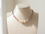 Sirenka Handmade -  Beaded Starfish Necklace, Colorful Summer Beach Choker, Acrylic Bead & Gold Accented Jewelry, Tropical Vacation Gift for Her
