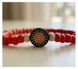 Handmade Red Sunburst Beaded Bracelet, Novelty Jewelry