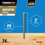 Hillman 48584 Power Pro Premium Interior Wood Screws #9 x 3 in. - 1 lb. Box