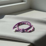 Purple & Pink Beaded Bracelet Set, Cute Bear and Heart Charm Jewelry, Coquette Aesthetic Seed Bead Bracelets, Handmade Birthday Gift for Her.