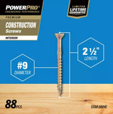 Hillman 48583 Power Pro Premium Interior Wood Screws #9 x 2-1/2 in. - 1 lb.