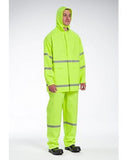 Blue Mountain Unisex Polyester Hi Vis Green Rainsuit Jacket and Bib Set, Large