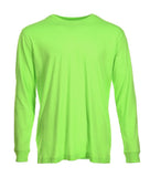 Blue Mountain YMK-1072 Men's Crew Neck Long-Sleeve T-Shirt, Neon Green, M
