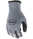 Boss B32041-L Unisex Textured Latex Grip Dip Work Gloves Gray XL 1 Pair